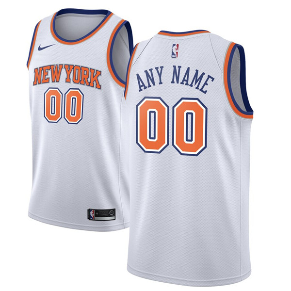 Men's White New York Knicks Active Player Custom Stitched Jersey